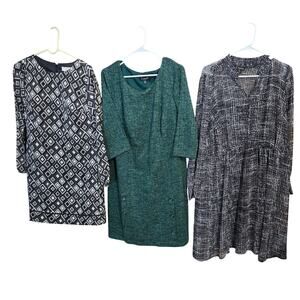 Women's 2X 18W 20W Dresses Winter Long Sleeves Wholesale Bulk Lot of 3 2XL XXL